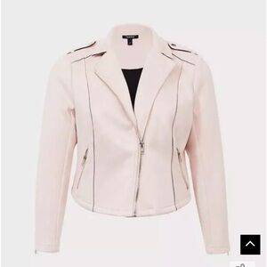 Torrid Womens Faux Suede Moto Jacket sz 3 Blush Pink Outdoor Casual Zip Up Biker